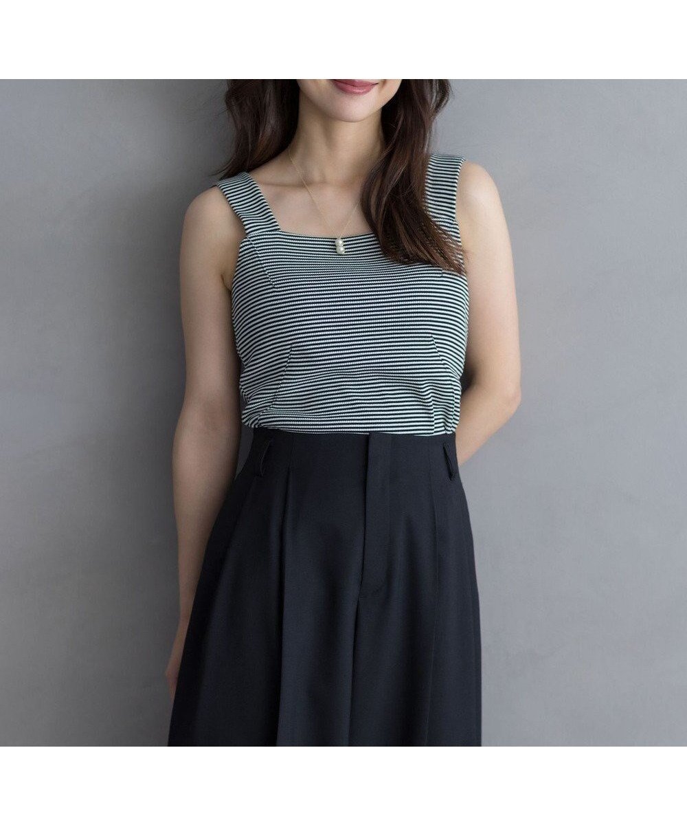 【組曲/KUMIKYOKU】のテレコスクエア タンクトップ インテリア・キッズ・メンズ・レディースファッション・服の通販 founy(ファニー) 　ファッション　Fashion　レディースファッション　Fashion for Women　トップス・カットソー　Cut & Sew Tops　カーディガン　Cardigan, Knitwear　スクエア　Square, Square Shape　タンク　Tank Top, Sleeveless Top　テクスチャー　Texture, Textured Fabric　テレコ　Ribbed, Rib Stitch　トレンド　Trend, Trending Now　バランス　Balance, Style Balance　ボーダー　Border, Stripe　無地　Plain, Solid Color　A/W・秋冬　Autumn/Winter　S/S・春夏　SS, Spring/Summer, Warm Season　おすすめ　Recommended / Our Picks　夏　Summer　ブラックボーダー系1|ID: prp329100004926454 ipo3291000000036965353