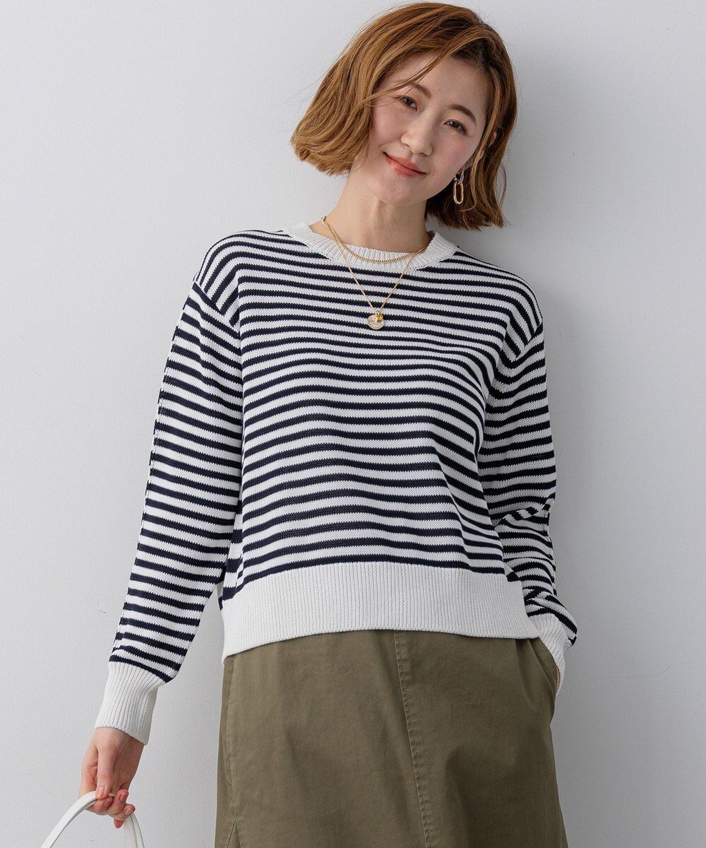 【23区/NIJYUSANKU】の【Oggi掲載】コットンギマ クルーネック ニット 人気、トレンドファッション・服の通販 founy(ファニー) 　雑誌掲載アイテム　Magazine Picks & Fashion Features　ファッション雑誌　Fashion Magazines　オッジ　Oggi　ファッション　Fashion　レディースファッション　Fashion for Women　トップス・カットソー　Cut & Sew Tops　ニット　Knit Tops & Sweaters　イエロー　Yellow　春　Spring　カットソー　Cut and Sewn Top　3月号　March Issue　シンプル　Simple, Minimal　スキッパー　Skipper, Open Collar　セーター　Sweater, Knitwear　雑誌　Magazine, Fashion Magazine　ベスト　Vest, Waistcoat　ボーダー　Border, Stripe　S/S・春夏　SS, Spring/Summer, Warm Season　夏　Summer　エレガント 上品　Elegant　2026年　2026　 other-1|ID: prp329100004926790 ipo3291000000036967918