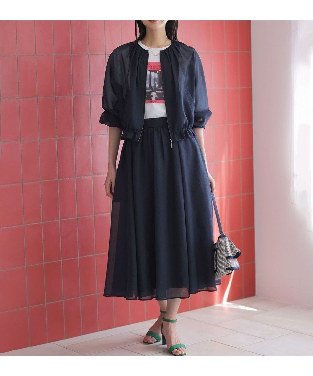 【組曲/KUMIKYOKU】のカラーボイル スカート インテリア・キッズ・メンズ・レディースファッション・服の通販 founy(ファニー) 　ファッション　Fashion　レディースファッション　Fashion for Women　スカート　Skirts　春　Spring　ギャザー　Gathered, Ruffled　シアー　Sheer, See-Through　シューズ　Shoes, Footwear　ジャケット　Jacket, Outerwear　スリット　Slit, Slit Detail　定番　Standard, Basic Item　フラット　Flat, Flat Shoes　ブルゾン　Blouson, Bomber Jacket　ポケット　Pocket, Pocket Detail　S/S・春夏　SS, Spring/Summer, Warm Season　夏　Summer　エレガント 上品　Elegant　ネイビー系|ID: prp329100004932216 ipo3291000000037019351