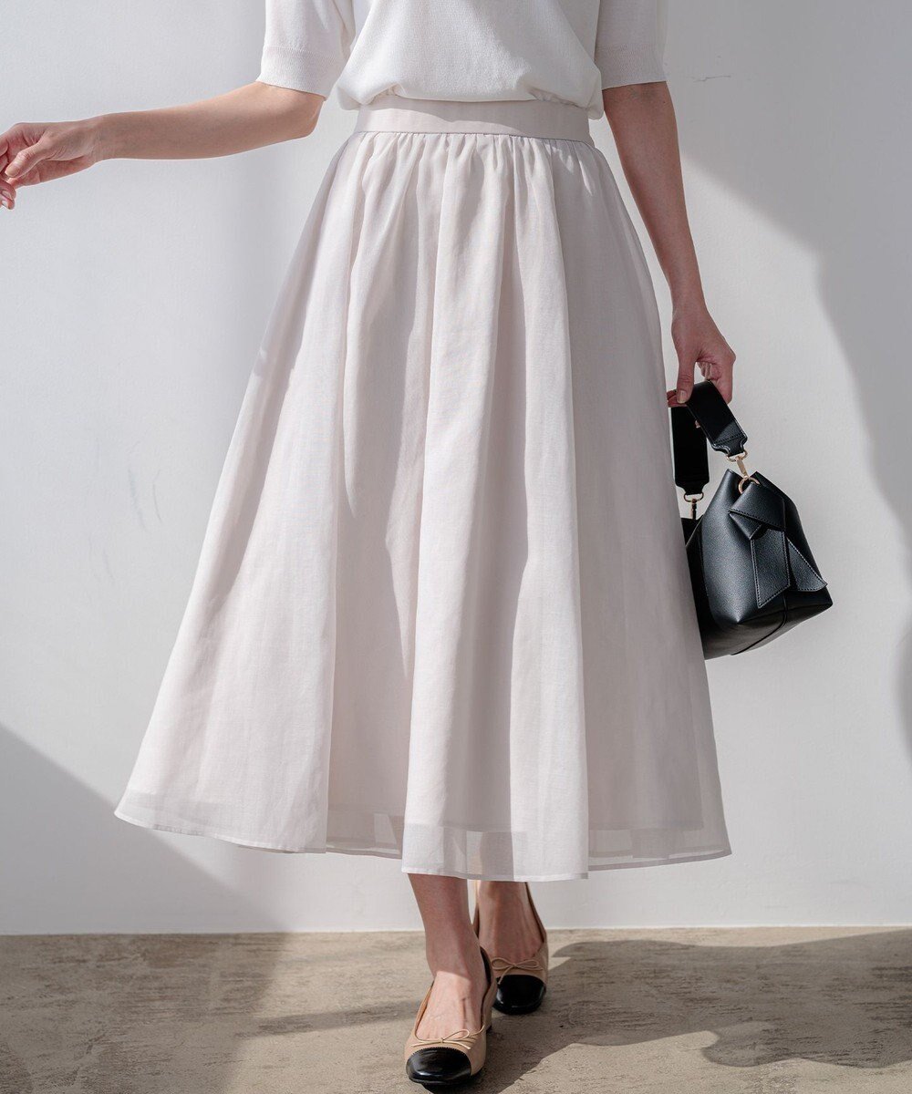 【組曲/KUMIKYOKU】のカラーボイル スカート インテリア・キッズ・メンズ・レディースファッション・服の通販 founy(ファニー) 　ファッション　Fashion　レディースファッション　Fashion for Women　スカート　Skirts　春　Spring　ギャザー　Gathered, Ruffled　シアー　Sheer, See-Through　シューズ　Shoes, Footwear　ジャケット　Jacket, Outerwear　スリット　Slit, Slit Detail　定番　Standard, Basic Item　フラット　Flat, Flat Shoes　ブルゾン　Blouson, Bomber Jacket　ポケット　Pocket, Pocket Detail　S/S・春夏　SS, Spring/Summer, Warm Season　夏　Summer　エレガント 上品　Elegant　エクリュ系|ID: prp329100004932216 ipo3291000000037019353