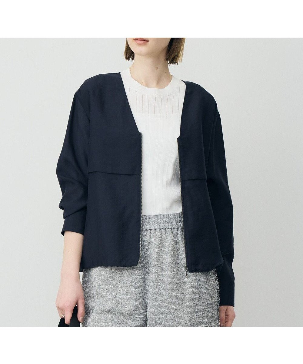 【アイシービー/iCB】の【WEB限定カラーあり】 リヨセルナイロンワッシャー Vネックブルゾン インテリア・キッズ・メンズ・レディースファッション・服の通販 founy(ファニー) 　ファッション　Fashion　レディースファッション　Fashion for Women　アウター　Coat / Outerwear Collection　レディースジャケット・軽アウター　Jackets　ブルゾンジャケット・スポーティアウター　Blouson Jackets　春　Spring　シアー　Sheer, See-Through　シンプル　Simple, Minimal　ジャケット　Jacket, Outerwear　ドローストリング　Drawstring, Pull Cord　フォルム　Silhouette, Form　ブルゾン　Blouson, Bomber Jacket　ブロード　Broadcloth, Fine Cotton　ボトム　Bottoms, Lower Wear　メタル　Metal, Metal Parts　ヨーク　Yoke, Yoke Design　ワッシャー　Washer, Crinkled Finish　S/S・春夏　SS, Spring/Summer, Warm Season　夏　Summer　2026年　2026　ネイビー|ID: prp329100004932231 ipo3291000000037019520