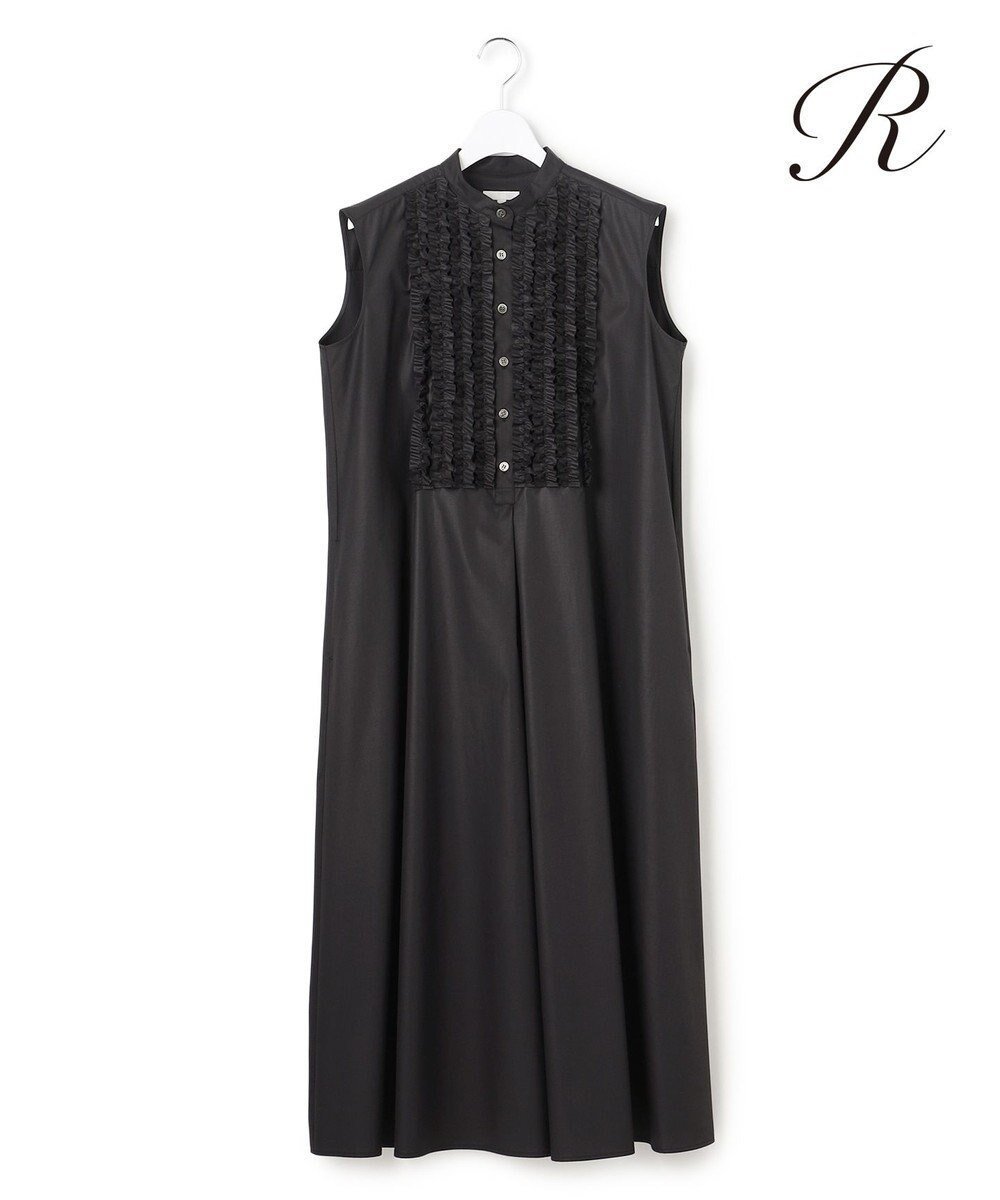 【23区/NIJYUSANKU】の【R(アール)】ルミナスコットン フロントフリル ワンピース インテリア・キッズ・メンズ・レディースファッション・服の通販 founy(ファニー) 　ファッション　Fashion　レディースファッション　Fashion for Women　ワンピース　Dresses　春　Spring　カーディガン　Cardigan, Knitwear　コレクション　Collection, Seasonal Line　ジャケット　Jacket, Outerwear　人気　Popular, Best Seller　バランス　Balance, Style Balance　フリル　Frill, Ruffle　フレア　Flare, Flared　フロント　Front, Front Design　S/S・春夏　SS, Spring/Summer, Warm Season　おすすめ　Recommended / Our Picks　夏　Summer　エレガント 上品　Elegant　2026年　2026　ブラック系|ID: prp329100004932242 ipo3291000000037019609