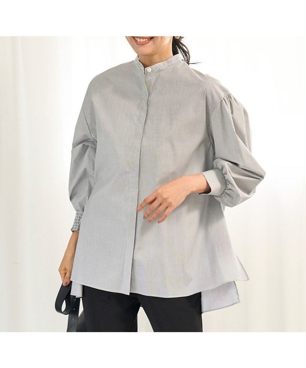 【アンフィーロ 自由区/UNFILO】の【新色追加】ボリュームスリーブ ブラウス インテリア・キッズ・メンズ・レディースファッション・服の通販 founy(ファニー) 　ファッション　Fashion　レディースファッション　Fashion for Women　トップス・カットソー　Cut & Sew Tops　シャツ・ブラウス・オフィスカジュアル　Elegant Blouses & Button-Ups　ボリューム袖・フリルスリーブブラウス　Voluminous & Ruffle Sleeves / Puffy Sleeve Tops　カフス　Cuff Design　抗菌　Antibacterial, Bacteria-Resistant　ストライプ　Stripe, Striped Pattern　スリーブ　Sleeve, Long Sleeve / Short Sleeve　なめらか　Smooth, Silky Texture　ブロード　Broadcloth, Fine Cotton　モノトーン　Monotone, Black and White　無地　Plain, Solid Color　A/W・秋冬　Autumn/Winter　新作・新入荷　New Arrivals / New In　モノトーンストライプ|ID: prp329100004932252 ipo3291000000037019686