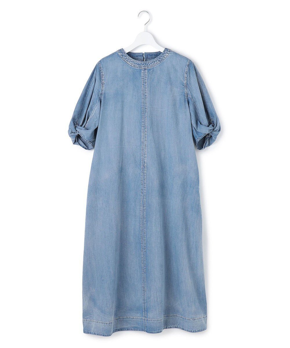 【ジェイプレスヨークストリート/J.PRESS YORK STREET】の【WOMEN】ライトダンガリー ツイストスリーブワンピ-ス 人気、トレンドファッション・服の通販 founy(ファニー) 　ファッション　Fashion　レディースファッション　Fashion for Women　ワンピース　Dresses　エレガント 上品　Elegant　春　Spring　ギャザー　Gathered, Ruffled　切替　Switching, Contrast Panel　シンプル　Simple, Minimal　スリーブ　Sleeve, Long Sleeve / Short Sleeve　ツイスト　Tweed, Tweed Fabric　デニム　Denim, Jeans Material　ドローストリング　Drawstring, Pull Cord　リボン　Ribbon, Bow　リラックス　Relax, Relaxed Fit　S/S・春夏　SS, Spring/Summer, Warm Season　夏　Summer　 other-1|ID: prp329100004932269 ipo3291000000037019838