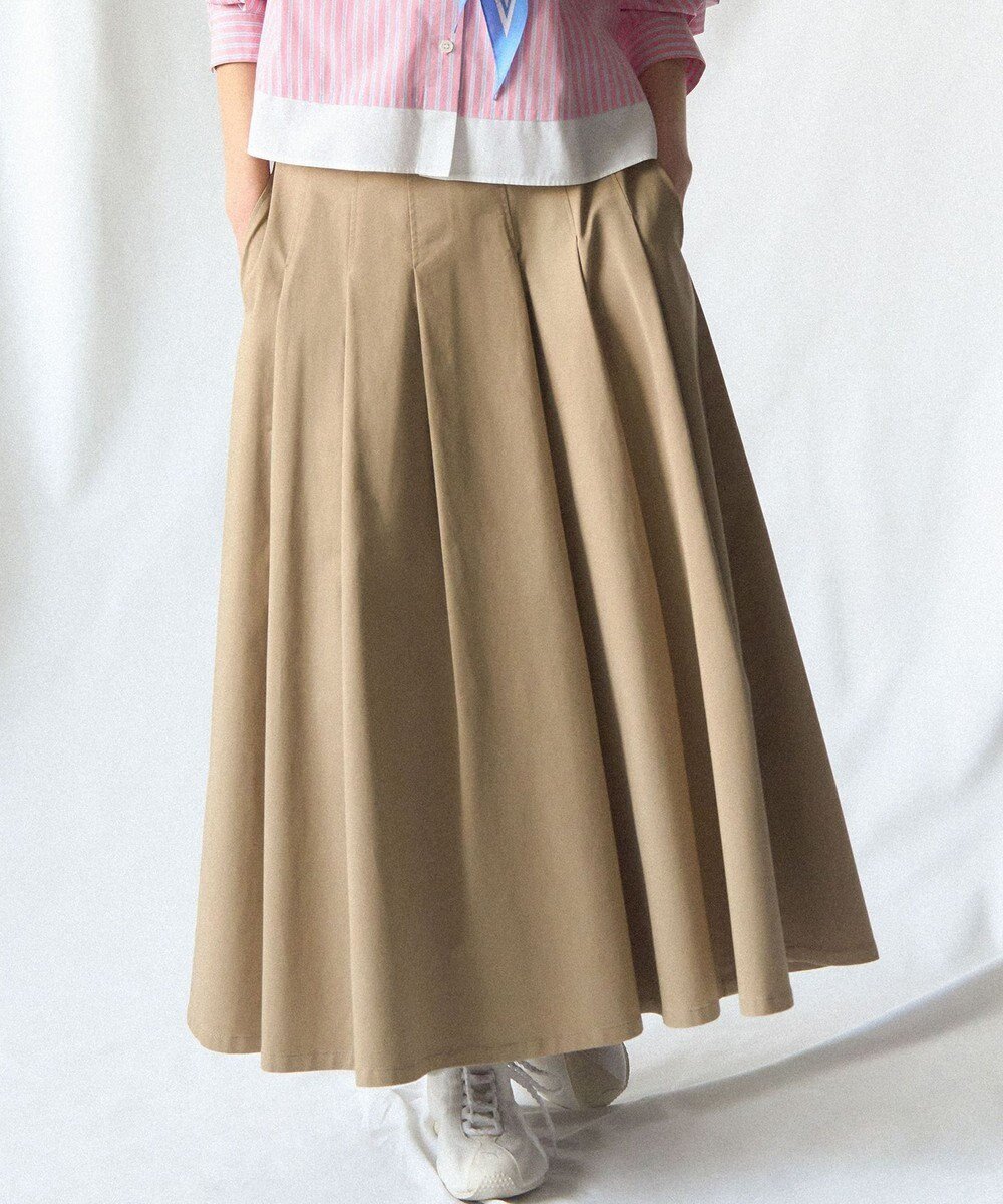 【23区/NIJYUSANKU】の【Oggi掲載】ストレッチギャバ チノ タックフレアスカート インテリア・キッズ・メンズ・レディースファッション・服の通販 founy(ファニー) 　雑誌掲載アイテム　Magazine Picks & Fashion Features　ファッション雑誌　Fashion Magazines　オッジ　Oggi　ファッション　Fashion　レディースファッション　Fashion for Women　スカート　Skirts　Aライン・フレアスカート　A-Line & Flared Skirts　イタリア　Italy　インド　Indian Textile　カットソー　Cut and Sewn Top　4月号　April Issue　ショート　Short, Short Length　ジャケット　Jacket, Outerwear　ストレッチ　Stretch, Stretchy Fabric　雑誌　Magazine, Fashion Magazine　フレア　Flare, Flared　リラックス　Relax, Relaxed Fit　ワイド　Wide, Wide Fit　A/W・秋冬　Autumn/Winter　S/S・春夏　SS, Spring/Summer, Warm Season　おすすめ　Recommended / Our Picks　夏　Summer　エレガント 上品　Elegant　2026年　2026　ベージュ系|ID: prp329100004932319 ipo3291000000037020220