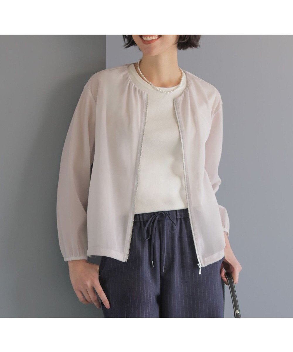 【ジェイ プレス/J.PRESS】の【季節の変わり目に】シアーブルゾン インテリア・キッズ・メンズ・レディースファッション・服の通販 founy(ファニー) 　ファッション　Fashion　レディースファッション　Fashion for Women　アウター　Coat / Outerwear Collection　レディースジャケット・軽アウター　Jackets　ブルゾンジャケット・スポーティアウター　Blouson Jackets　春　Spring　カットソー　Cut and Sewn Top　ギャザー　Gathered, Ruffled　ジャケット　Jacket, Outerwear　ブルゾン　Blouson, Bomber Jacket　ワーク　Workwear, Utility Style　S/S・春夏　SS, Spring/Summer, Warm Season　夏　Summer　エレガント 上品　Elegant　ライトグレー系|ID: prp329100004932341 ipo3291000000037020397