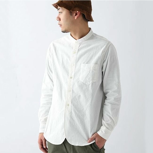 【エフオービーファクトリー/F.O.B FACTORY / MEN】のFOB FACTORY エフオービーファクトリー バンドカラーシャツ 人気、トレンドファッション・服の通販 founy(ファニー) 　ファッション　Fashion　メンズファッション　Fashion for Men　シャンブレー　Chambray, Denim-Like Fabric　 other-1|ID: prp329100003820654 ipo3291000000033529998