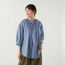 【ル グラジック/LE GLAZIK】のLE GLAZIK ルグラジック ギャザーネックブラウス 人気、トレンドファッション・服の通販 founy(ファニー) ファッション Fashion レディースファッション WOMEN トップス・カットソー Tops/Tshirt シャツ/ブラウス Shirts/Blouses キュプラ Cupra ストライプ Stripe |ID:prp329100003940886