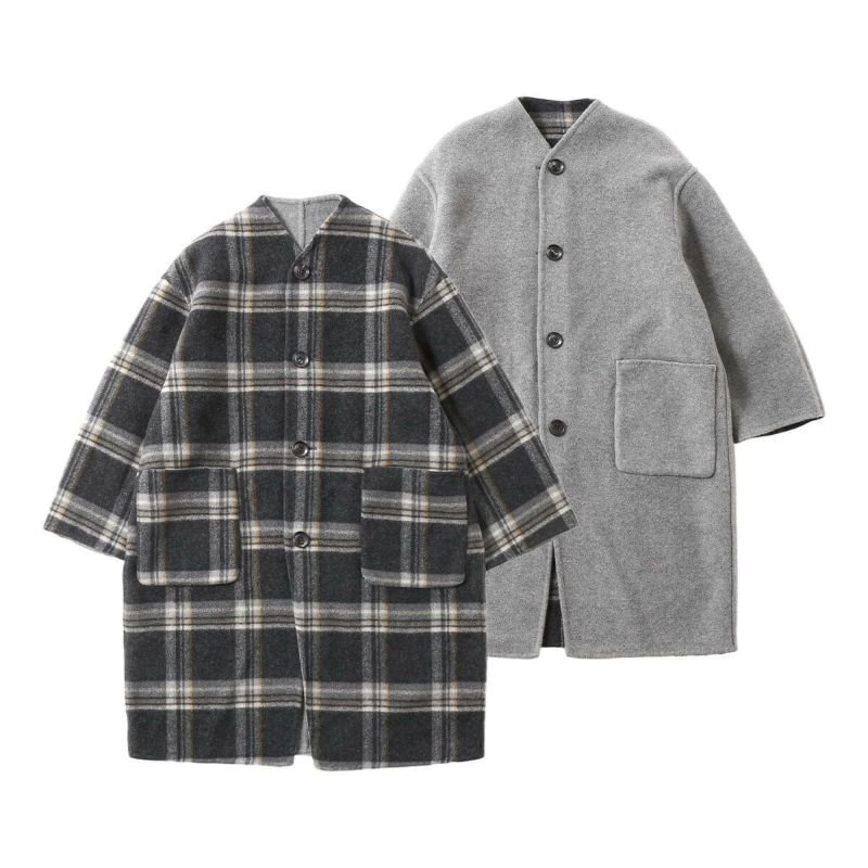 【ル グラジック/LE GLAZIK】のLE GLAZIK ルグラジック リバーシブルカラーレスコート 人気、トレンドファッション・服の通販 founy(ファニー) 　ファッション　Fashion　レディースファッション　Fashion for Women　アウター　Coat / Outerwear Collection　コート・ロングコート・ピーコート　Long Coats, Peacoats & More　チェック　Check, Plaid, Tartan　 other-1|ID: prp329100004158774 ipo3291000000029017504