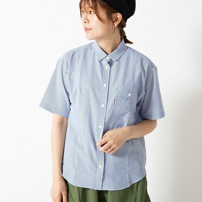 【リッジマウンテンギア/RIDGE MOUNTAIN GEAR】のRIDGE MOUNTAIN GEAR リッジマウンテンギア ベーシックショートスリーブシャツ ストライプ【ウィメンズ】 人気、トレンドファッション・服の通販 founy(ファニー) 　ファッション　Fashion　レディースファッション　Fashion for Women　トップス・カットソー　Cut & Sew Tops　シャツ・ブラウス・オフィスカジュアル　Elegant Blouses & Button-Ups　ストライプ　Stripe, Striped Pattern　 other-1|ID: prp329100004278077 ipo3291000000032991905