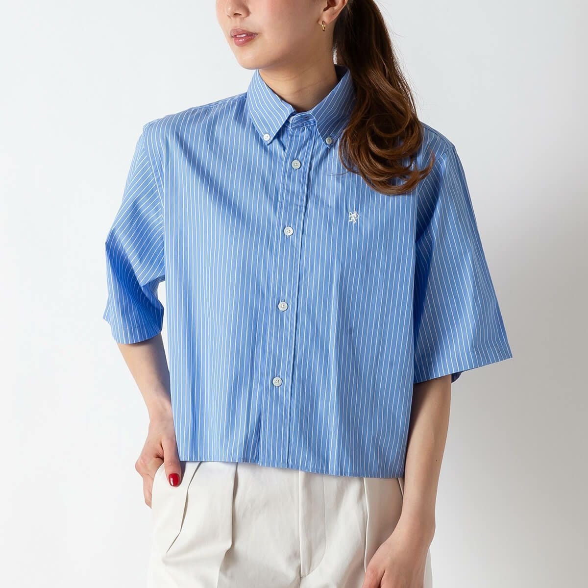 【ジムフレックス/GYMPHLEX】のGymphlex ジムフレックス ショートB.D.シャツS/S【ウィメンズ】 人気、トレンドファッション・服の通販 founy(ファニー) 　ファッション　Fashion　レディースファッション　Fashion for Women　トップス・カットソー　Cut & Sew Tops　シャツ・ブラウス・オフィスカジュアル　Elegant Blouses & Button-Ups　ショート　Short, Short Length　ストライプ　Stripe, Striped Pattern　夏　Summer　S/S・春夏　SS, Spring/Summer, Warm Season　 other-1|ID: prp329100004487445 ipo3291000000035796266