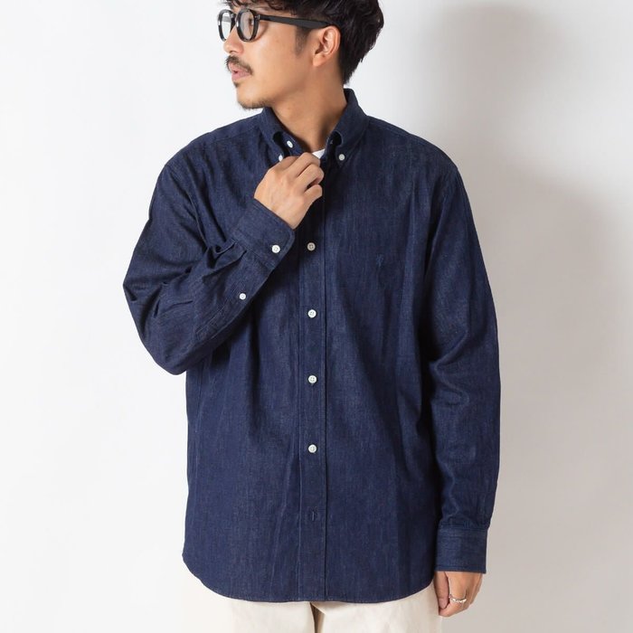 【ジムフレックス/GYMPHLEX / MEN】のGymphlex ジムフレックス B.D.シャツL/S ライトデニム メンズ インテリア・キッズ・メンズ・レディースファッション・服の通販 founy(ファニー) https://founy.com/ ファッション Fashion メンズファッション Fashion for Men デニム Denim, Jeans Material メンズ Men's, Menswear |ID: prp329100004665573 ipo3291000000035767235