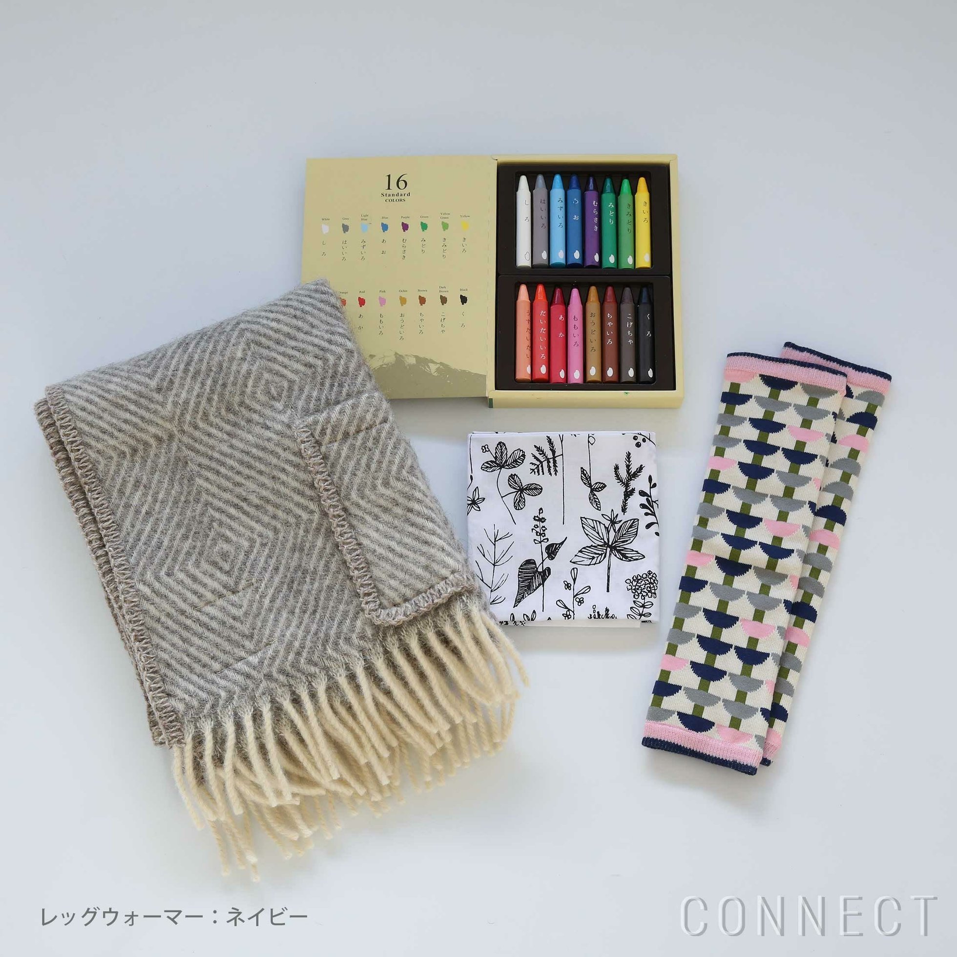 【その他のブランド/Other】のCONNECTベビー&キッズセット/MARIAKIDSポケット付きショール+レッグウォーマー+クレヨン+ハンカチーフ 人気、トレンドファッション・服の通販 founy(ファニー) 　春　Spring　コラボ　Collaboration, Collab　ショール　Shawl, Wrap　シンプル　Simple, Minimal　ストレート　Straight, Straight Cut　ソックス　Socks, Hosiery　定番　Standard, Basic Item　ハンカチ　Handkerchief, Hanky　パウダー　Powder, Soft Tone　フリンジ　Fringe, Tassel　ブランケット　Blanket, Throw Blanket　プリント　Print, Printed Pattern　ベビー　Baby, Babywear　ポケット　Pocket, Pocket Detail　防寒　Cold Protection, Winter-Ready　マフラー　Scarf, Muffler　リュック　Backpack, Rucksack　リラックス　Relax, Relaxed Fit　冬　Winter / This Winter　S/S・春夏　SS, Spring/Summer, Warm Season　おすすめ　Recommended / Our Picks　日本製　Made In Japan　夏　Summer　福袋 ハッピーバッグ　Lucky Bag / Happy Bag　ホーム・キャンプ・アウトドア・お取り寄せ　Home Living / Home & Lifestyle / Camping Gear / Outdoor Camping　家具・インテリア　Home Furniture & Interior. Stylish & Functional Living Spaces　キッズ家具　Children's Furniture & Storage　 other-1|ID: prp329100004863755 ipo3291000000036181702