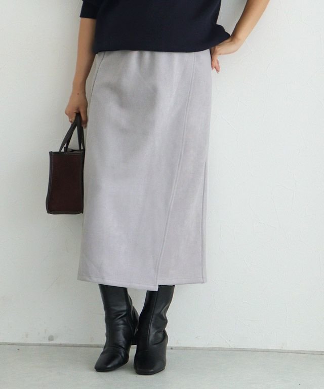 【ピエロ/Pierrot】のカットスエードタイトスカート インテリア・キッズ・メンズ・レディースファッション・服の通販 founy(ファニー) 　ファッション　Fashion　レディースファッション　Fashion for Women　スカート　Skirts　プチプライス・低価格　Affordable / Budget Price　ロング　Long, Long-Length　157cm / グレー / ラップ / M|ID: prp329100001119335 ipo3291000000034746570