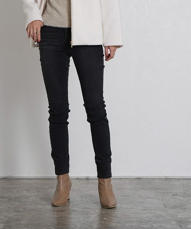 【ピエロ/Pierrot】の裏起毛スキニーデニム インテリア・キッズ・メンズ・レディースファッション・服の通販 founy(ファニー) 　ファッション　Fashion　レディースファッション　Fashion for Women　パンツ　Pants & Trousers　送料無料　Free Shipping　アンクル　Ankle-Length Design　スキニーデニム　Skinny Jeans, Slim Jeans　ストレッチ　Stretch, Stretchy Fabric　プチプライス・低価格　Affordable / Budget Price　167cm / ウォッシュ / ブラック / M|ID: prp329100001119358 ipo3291000000035807121