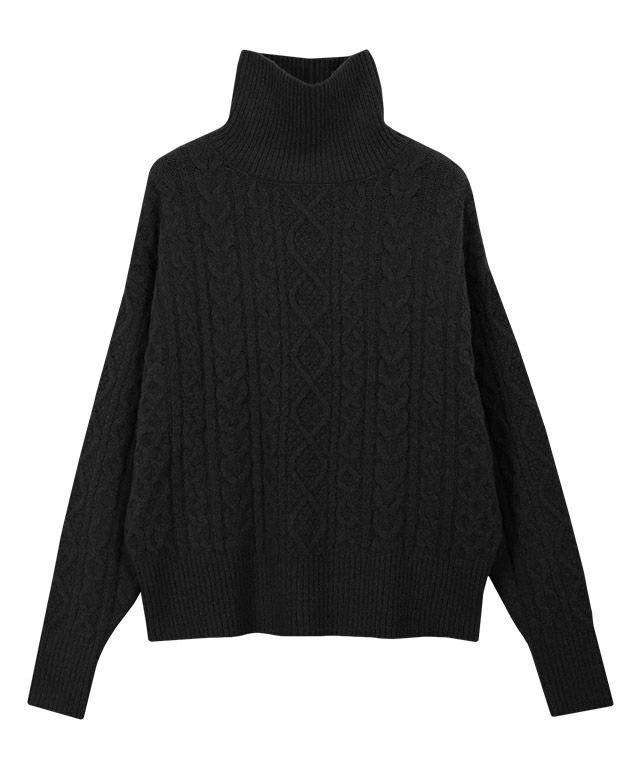 【ピエロ/Pierrot】の【アウトレットSALE!】ハイネックケーブルニット インテリア・キッズ・メンズ・レディースファッション・服の通販 founy(ファニー) 　ファッション　Fashion　レディースファッション　WOMEN　トップス・カットソー　Tops/Tshirt　ニット　Knit Tops　アウトレット　Outlet　タートルネック　Turtleneck　ハイネック　High Neck　プチプライス・低価格　Affordable　エレガント 上品　Elegant　ブラック|ID: prp329100001119440 ipo3291000000019868941