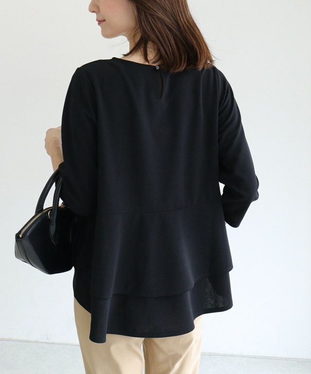 【ピエロ/Pierrot】のバックフレアデザインTブラウス 【UVカット】 人気、トレンドファッション・服の通販 founy(ファニー) 　ファッション　Fashion　レディースファッション　Fashion for Women　トップス・カットソー　Cut & Sew Tops　シャツ・ブラウス・オフィスカジュアル　Elegant Blouses & Button-Ups　送料無料　Free Shipping　カットソー　Cut and Sewn Top　ジョーゼット　Georgette, Semi-Sheer Fabric　フェミニン　Feminine, Girly　フリル　Frill, Ruffle　プチプライス・低価格　Affordable / Budget Price　 other-1|ID: prp329100001119558 ipo3291000000033396645