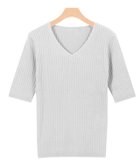 【ピエロ/Pierrot】の【アウトレットSALE!】選べるネック綿混半袖リブニット ライトベージュ|ID: prp329100001119582 ipo3291000000015797885
