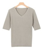 【ピエロ/Pierrot】の【アウトレットSALE!】選べるネック綿混半袖リブニット アイボリー|ID: prp329100001119582 ipo3291000000015797886