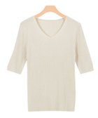 【ピエロ/Pierrot】の【アウトレットSALE!】選べるネック綿混半袖リブニット ダスティピンク|ID: prp329100001119582 ipo3291000000015797887