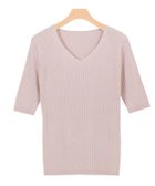 【ピエロ/Pierrot】の【アウトレットSALE!】選べるネック綿混半袖リブニット スモークブルー|ID: prp329100001119582 ipo3291000000015797888