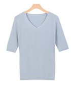【ピエロ/Pierrot】の【アウトレットSALE!】選べるネック綿混半袖リブニット ラベンダー|ID: prp329100001119582 ipo3291000000015797889