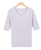 【ピエロ/Pierrot】の【アウトレットSALE!】選べるネック綿混半袖リブニット アクア|ID: prp329100001119582 ipo3291000000015797890