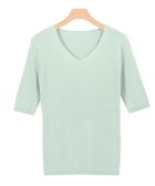 【ピエロ/Pierrot】の【アウトレットSALE!】選べるネック綿混半袖リブニット ダスティイエロー|ID: prp329100001119582 ipo3291000000015797891