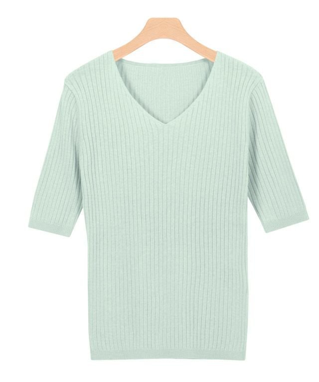 【ピエロ/Pierrot】の【アウトレットSALE!】選べるネック綿混半袖リブニット インテリア・キッズ・メンズ・レディースファッション・服の通販 founy(ファニー) 　ファッション　Fashion　レディースファッション　WOMEN　トップス・カットソー　Tops/Tshirt　ニット　Knit Tops　アウトレット　Outlet　シンプル　Simple　プチプライス・低価格　Affordable　リブニット　Rib Knit　半袖　Short Sleeve　ダスティイエロー|ID: prp329100001119582 ipo3291000000015797891
