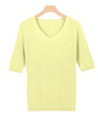 【ピエロ/Pierrot】の【アウトレットSALE!】選べるネック綿混半袖リブニット アプリコットピンク|ID: prp329100001119582 ipo3291000000015797892