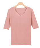 【ピエロ/Pierrot】の【アウトレットSALE!】選べるネック綿混半袖リブニット グレージュ|ID: prp329100001119582 ipo3291000000015797893