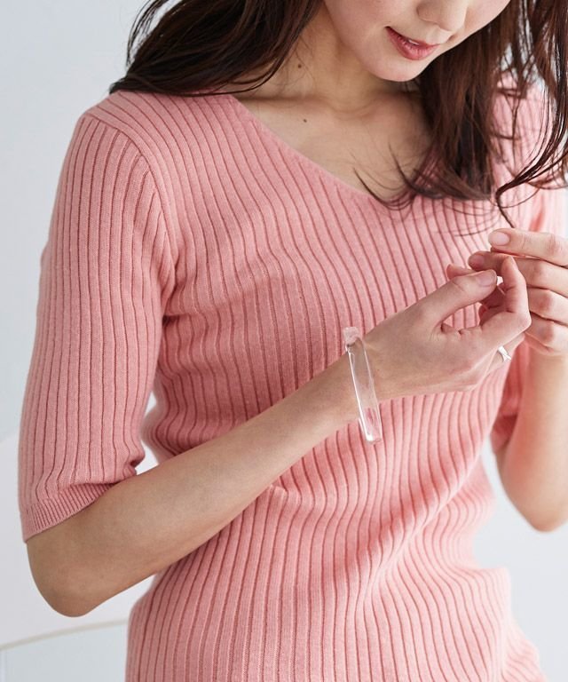 【ピエロ/Pierrot】の【アウトレットSALE!】選べるネック綿混半袖リブニット インテリア・キッズ・メンズ・レディースファッション・服の通販 founy(ファニー) 　ファッション　Fashion　レディースファッション　Fashion for Women　トップス・カットソー　Cut & Sew Tops　ニット　Knit Tops & Sweaters　アウトレット　Outlet / Clearance　シンプル　Simple, Minimal　プチプライス・低価格　Affordable / Budget Price　リブニット　Rib Knit, Ribbed Knit　半袖　Short Sleeve, Half Sleeve　アプリコットピンク|ID: prp329100001119582 ipo3291000000032140332