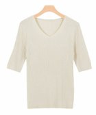 【ピエロ/Pierrot】の【アウトレットSALE!】選べるネック綿混半袖リブニット アイボリー|ID: prp329100001119582 ipo3291000000035807531