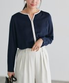 【ピエロ/Pierrot】の配色キーネックブラウス 人気、トレンドファッション・服の通販 founy(ファニー) ファッション Fashion レディースファッション WOMEN トップス・カットソー Tops/Tshirt シャツ/ブラウス Shirts/Blouses 送料無料 Free Shipping シンプル Simple パイピング Piping プチプライス・低価格 Affordable エレガント 上品 Elegant 再入荷 Restock/Back In Stock/Re Arrival thumbnail 166cm / ネイビー / M|ID: prp329100001119690 ipo3291000000030106830