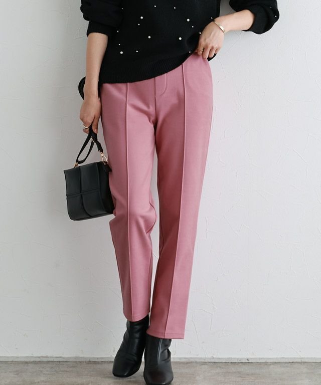 【ピエロ/Pierrot】のカット起毛ピンタックテーパードパンツ インテリア・キッズ・メンズ・レディースファッション・服の通販 founy(ファニー) 　ファッション　Fashion　レディースファッション　Fashion for Women　パンツ　Pants & Trousers　送料無料　Free Shipping　プチプライス・低価格　Affordable / Budget Price　167cm / ピンク / M|ID: prp329100001119757 ipo3291000000034854536