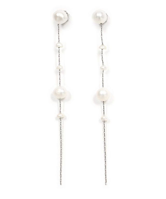 【ピエロ/Pierrot】のランダム淡水パールチェーンピアス[Pierrot] インテリア・キッズ・メンズ・レディースファッション・服の通販 founy(ファニー) 　ファッション　Fashion　レディースファッション　Fashion for Women　アクセサリー　Fashion Accessories　シンプル　Simple, Minimal　チェーン　Chain, Chain Strap　パール　Pearl, Pearl Accent　プチプライス・低価格　Affordable / Budget Price　ランダム　Random, Irregular　シルバー|ID: prp329100001119785 ipo3291000000004707990