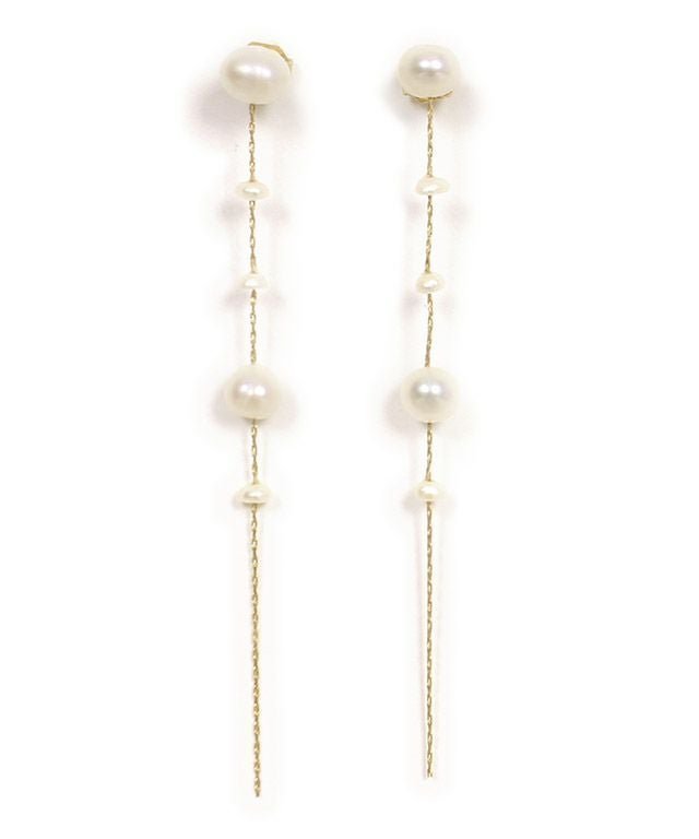 【ピエロ/Pierrot】のランダム淡水パールチェーンピアス[Pierrot] インテリア・キッズ・メンズ・レディースファッション・服の通販 founy(ファニー) 　ファッション　Fashion　レディースファッション　Fashion for Women　アクセサリー　Fashion Accessories　シンプル　Simple, Minimal　チェーン　Chain, Chain Strap　パール　Pearl, Pearl Accent　プチプライス・低価格　Affordable / Budget Price　ランダム　Random, Irregular　ゴールド|ID: prp329100001119785 ipo3291000000036069189