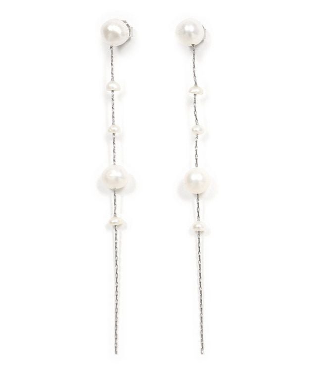 【ピエロ/Pierrot】のランダム淡水パールチェーンピアス[Pierrot] インテリア・キッズ・メンズ・レディースファッション・服の通販 founy(ファニー) 　ファッション　Fashion　レディースファッション　Fashion for Women　アクセサリー　Fashion Accessories　シンプル　Simple, Minimal　チェーン　Chain, Chain Strap　パール　Pearl, Pearl Accent　プチプライス・低価格　Affordable / Budget Price　ランダム　Random, Irregular　シルバー|ID: prp329100001119785 ipo3291000000036069191