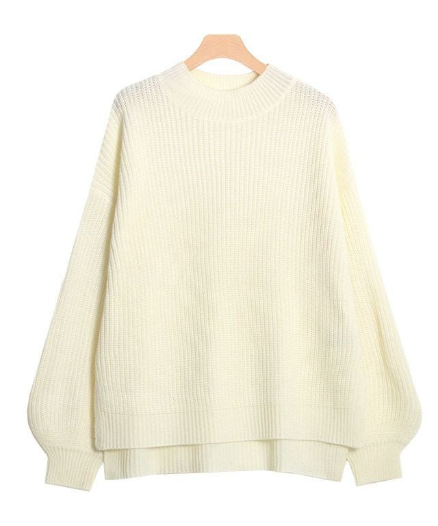 【ピエロ/Pierrot】のボリューム袖ハイネックプルオーバー インテリア・キッズ・メンズ・レディースファッション・服の通販 founy(ファニー) 　ファッション　Fashion　レディースファッション　Fashion for Women　トップス・カットソー　Cut & Sew Tops　カジュアルプルオーバー・ニットトップス　Pullovers & Knit Tops / Casual Pullovers　シンプル　Simple, Minimal　ハイネック　High Neck, Mock Neck　プチプライス・低価格　Affordable / Budget Price　ボトム　Bottoms, Lower Wear　エレガント 上品　Elegant　畦　Ribbed Knit　アイボリー|ID: prp329100001119799 ipo3291000000036069215