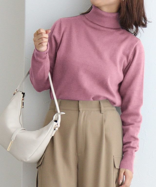 【ピエロ/Pierrot】のプレミアムカシミヤタッチタートルニット インテリア・キッズ・メンズ・レディースファッション・服の通販 founy(ファニー) 　ファッション　Fashion　レディースファッション　Fashion for Women　トップス・カットソー　Cut & Sew Tops　ニット　Knit Tops & Sweaters　送料無料　Free Shipping　シンプル　Simple, Minimal　タートルネック　Turtleneck, High Neck　フィット　Fit, Slim Fit　プチプライス・低価格　Affordable / Budget Price　ルーズ　Loose, Oversized　150cm / ピンク / M|ID: prp329100001119968 ipo3291000000033940011