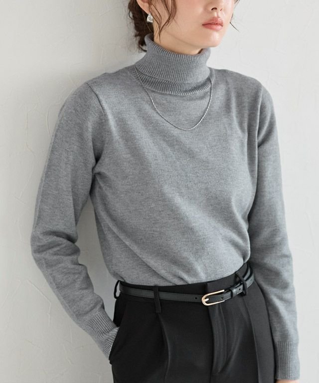 【ピエロ/Pierrot】のプレミアムカシミヤタッチタートルニット インテリア・キッズ・メンズ・レディースファッション・服の通販 founy(ファニー) 　ファッション　Fashion　レディースファッション　Fashion for Women　トップス・カットソー　Cut & Sew Tops　ニット　Knit Tops & Sweaters　送料無料　Free Shipping　シンプル　Simple, Minimal　タートルネック　Turtleneck, High Neck　フィット　Fit, Slim Fit　プチプライス・低価格　Affordable / Budget Price　ルーズ　Loose, Oversized　167cm / 杢チャコール / M|ID: prp329100001119968 ipo3291000000033940013