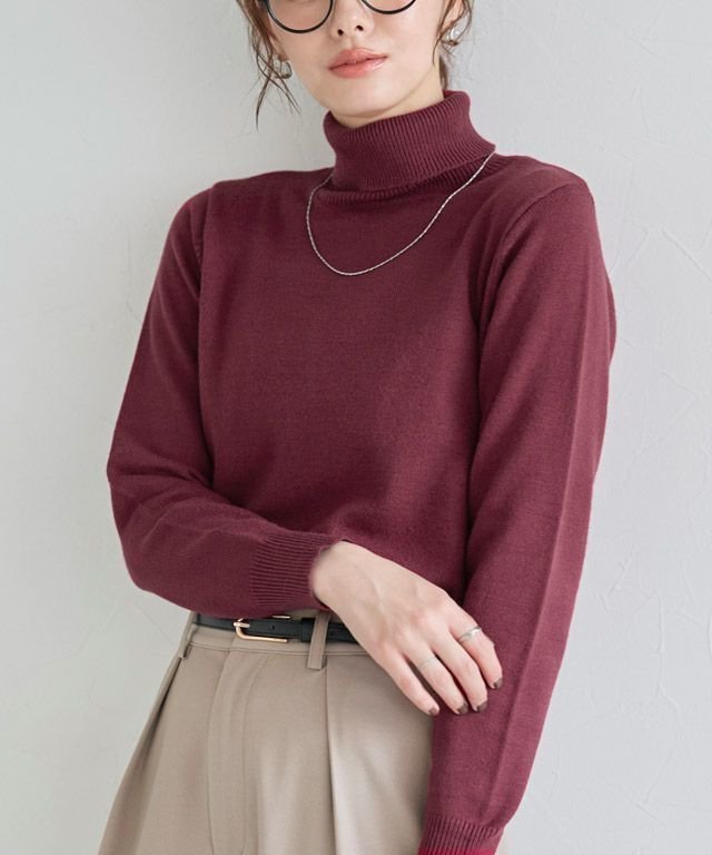 【ピエロ/Pierrot】のプレミアムカシミヤタッチタートルニット インテリア・キッズ・メンズ・レディースファッション・服の通販 founy(ファニー) 　ファッション　Fashion　レディースファッション　Fashion for Women　トップス・カットソー　Cut & Sew Tops　ニット　Knit Tops & Sweaters　送料無料　Free Shipping　シンプル　Simple, Minimal　タートルネック　Turtleneck, High Neck　フィット　Fit, Slim Fit　プチプライス・低価格　Affordable / Budget Price　ルーズ　Loose, Oversized　167cm / バーガンディ / M|ID: prp329100001119968 ipo3291000000033940017