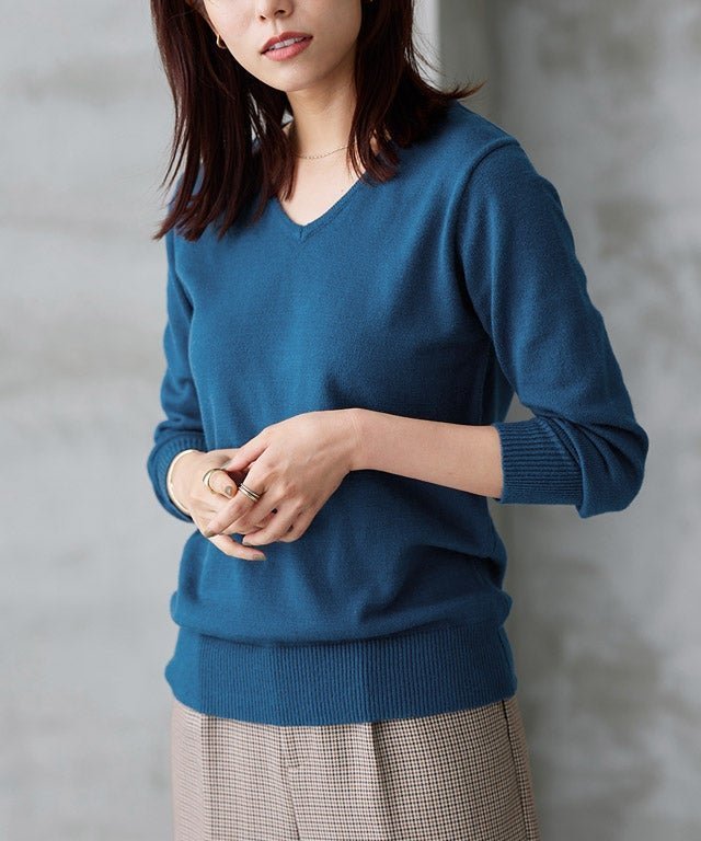 【ピエロ/Pierrot】のネックが選べるプレミアムカシミヤタッチニット インテリア・キッズ・メンズ・レディースファッション・服の通販 founy(ファニー) 　ファッション　Fashion　レディースファッション　Fashion for Women　トップス・カットソー　Cut & Sew Tops　ニット　Knit Tops & Sweaters　送料無料　Free Shipping　シンプル　Simple, Minimal　プチプライス・低価格　Affordable / Budget Price　ルーズ　Loose, Oversized　エレガント 上品　Elegant　167cm / インディゴブルー / Vネック / M|ID: prp329100001119970 ipo3291000000036068914