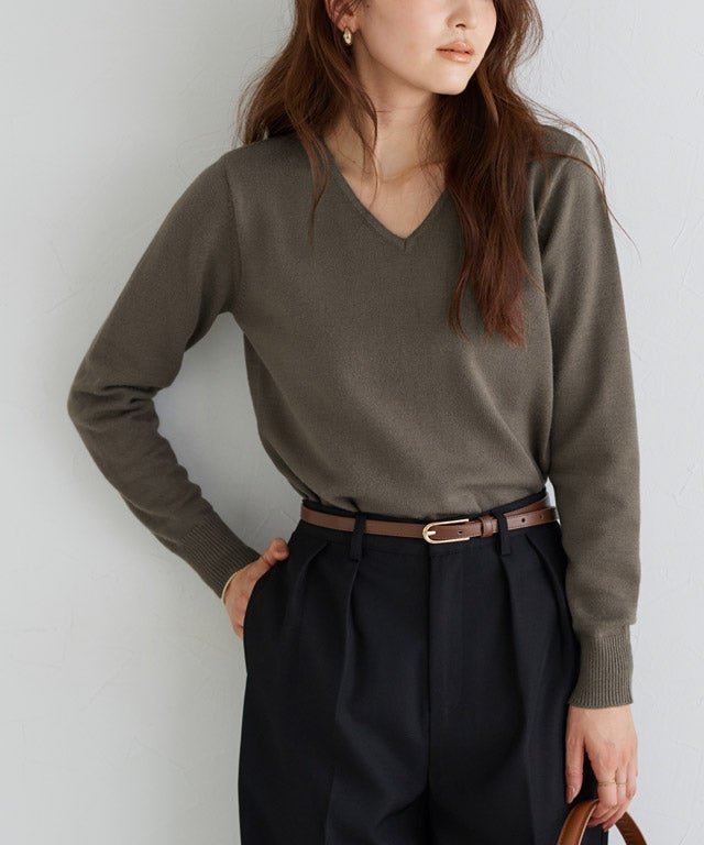 【ピエロ/Pierrot】のネックが選べるプレミアムカシミヤタッチニット インテリア・キッズ・メンズ・レディースファッション・服の通販 founy(ファニー) 　ファッション　Fashion　レディースファッション　Fashion for Women　トップス・カットソー　Cut & Sew Tops　ニット　Knit Tops & Sweaters　送料無料　Free Shipping　シンプル　Simple, Minimal　プチプライス・低価格　Affordable / Budget Price　ルーズ　Loose, Oversized　エレガント 上品　Elegant　166cm / モカ / Vネック / M|ID: prp329100001119970 ipo3291000000036068920