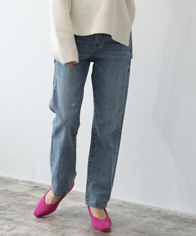 【ピエロ/Pierrot】の選べる2type ハイウエストストレートデニム インテリア・キッズ・メンズ・レディースファッション・服の通販 founy(ファニー) 　ファッション　Fashion　レディースファッション　Fashion for Women　パンツ　Pants & Trousers　シンプル　Simple, Minimal　ストレート　Straight, Straight Cut　ダメージ　Distressed, Destroyed　デニム　Denim, Jeans Material　プチプライス・低価格　Affordable / Budget Price　ポケット　Pocket, Pocket Detail　157cm / ブルー / ダメージ / M|ID: prp329100001354980 ipo3291000000035996642