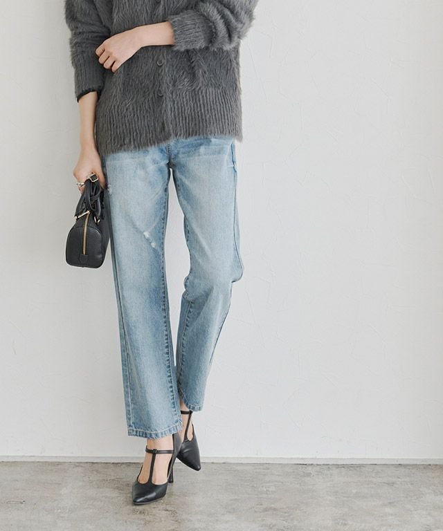 【ピエロ/Pierrot】の選べる2type ハイウエストストレートデニム インテリア・キッズ・メンズ・レディースファッション・服の通販 founy(ファニー) 　ファッション　Fashion　レディースファッション　Fashion for Women　パンツ　Pants & Trousers　シンプル　Simple, Minimal　ストレート　Straight, Straight Cut　ダメージ　Distressed, Destroyed　デニム　Denim, Jeans Material　プチプライス・低価格　Affordable / Budget Price　ポケット　Pocket, Pocket Detail　167cm / ライトブルー / ダメージ / M|ID: prp329100001354980 ipo3291000000035996643