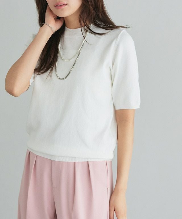 【ピエロ/Pierrot】のシルクタッチウォッシャブル半袖ニット インテリア・キッズ・メンズ・レディースファッション・服の通販 founy(ファニー) 　ファッション　Fashion　レディースファッション　Fashion for Women　トップス・カットソー　Cut & Sew Tops　ニット　Knit Tops & Sweaters　ウォッシャブル　Machine Washable　シルク　Silk, 100% Silk　シンプル　Simple, Minimal　プチプライス・低価格　Affordable / Budget Price　エレガント 上品　Elegant　半袖　Short Sleeve, Half Sleeve　吸水　Absorbent, Quick-Dry　166cm / オフホワイト / M|ID: prp329100001354982 ipo3291000000036274670