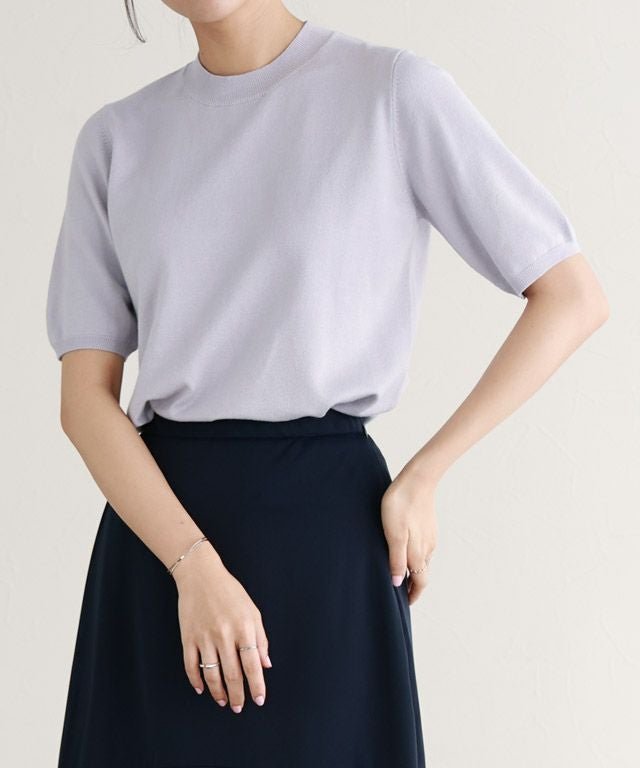 【ピエロ/Pierrot】のシルクタッチウォッシャブル半袖ニット インテリア・キッズ・メンズ・レディースファッション・服の通販 founy(ファニー) 　ファッション　Fashion　レディースファッション　Fashion for Women　トップス・カットソー　Cut & Sew Tops　ニット　Knit Tops & Sweaters　ウォッシャブル　Machine Washable　シルク　Silk, 100% Silk　シンプル　Simple, Minimal　プチプライス・低価格　Affordable / Budget Price　エレガント 上品　Elegant　半袖　Short Sleeve, Half Sleeve　吸水　Absorbent, Quick-Dry　167cm / アイスラベンダーグレー / M|ID: prp329100001354982 ipo3291000000036274672