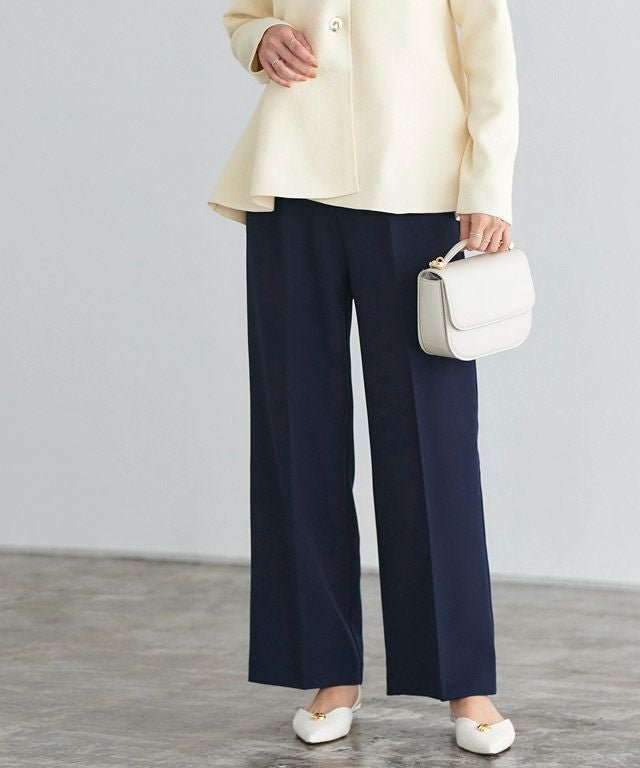 【ピエロ/Pierrot】の【アウトレットSALE!】センタープレスボックスパンツ インテリア・キッズ・メンズ・レディースファッション・服の通販 founy(ファニー) 　ファッション　Fashion　レディースファッション　Fashion for Women　パンツ　Pants & Trousers　アウトレット　Outlet / Clearance　ジョーゼット　Georgette, Semi-Sheer Fabric　ストレート　Straight, Straight Cut　センター　Center, Center Line　プチプライス・低価格　Affordable / Budget Price　エレガント 上品　Elegant　167cm / ネイビー / TM|ID: prp329100001377118 ipo3291000000035996674