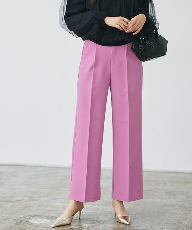 【ピエロ/Pierrot】の【アウトレットSALE!】センタープレスボックスパンツ インテリア・キッズ・メンズ・レディースファッション・服の通販 founy(ファニー) 　ファッション　Fashion　レディースファッション　Fashion for Women　パンツ　Pants & Trousers　アウトレット　Outlet / Clearance　ジョーゼット　Georgette, Semi-Sheer Fabric　ストレート　Straight, Straight Cut　センター　Center, Center Line　プチプライス・低価格　Affordable / Budget Price　エレガント 上品　Elegant　166cm / オーキッドピンク / TM|ID: prp329100001377118 ipo3291000000035996675